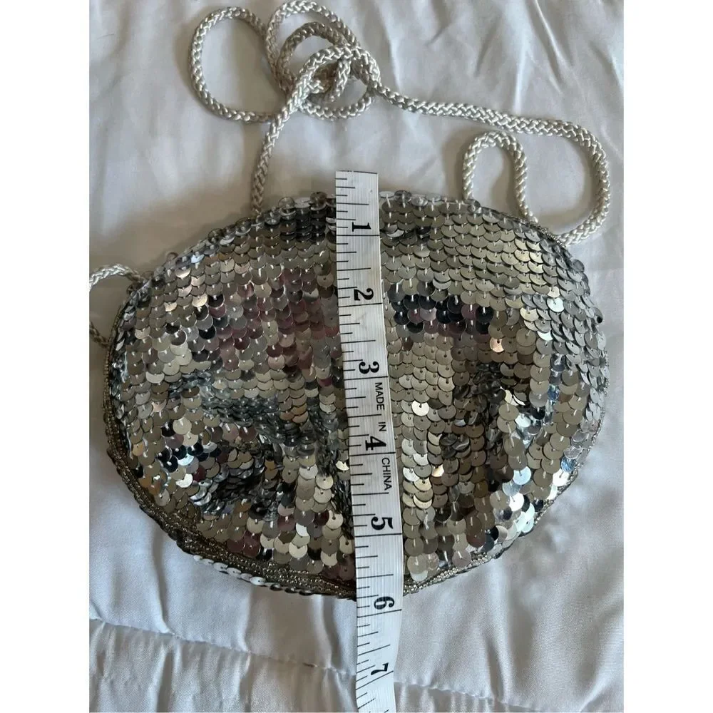 Vintage Silver Sequin Evening Bag